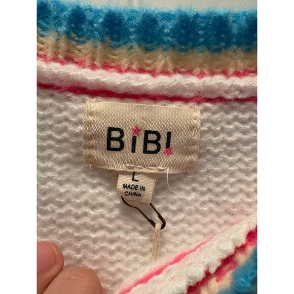 BIBI FIESTA METALLIC LETTER SHORT PUFF SLEEVE SWEATER - Picture 5 of 8